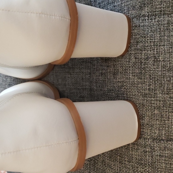Coutgo White Square Toe Chunky Heeled Boots Size 9.5 - Picture 4 of 7